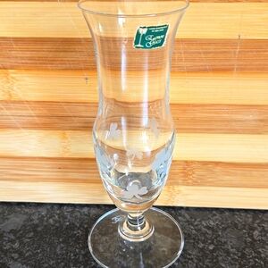 Eamon Glass Bud Vase Clear Etched Shamrock EUC Original Sticker St Patrick Irish